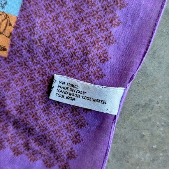 Vintage Diane von Furstenberg Purple Orange Safari Zoo Animal Print Square Scarf - Picture 8 of 10